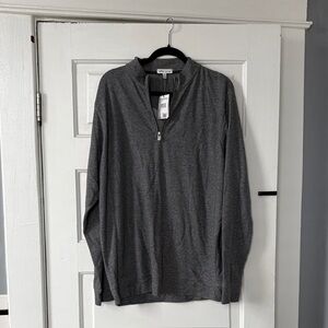 Peter Millar XL Gray Quarter-Zip Sweater (lightweight)